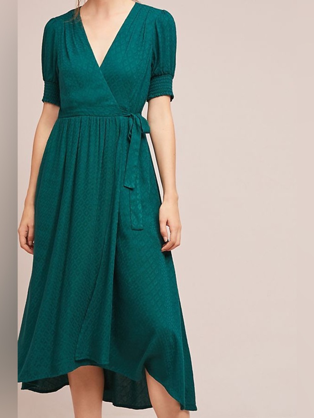 Maeve Anthropologie Breanna Wrap Midi Dress Teal Green | Size 8